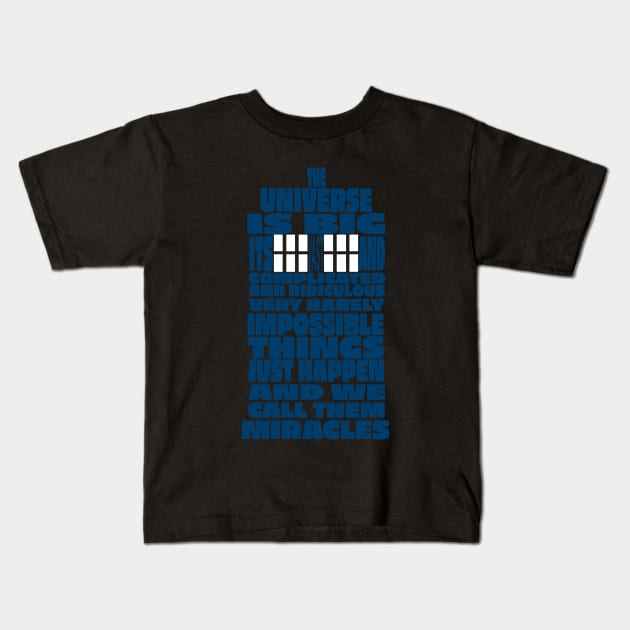 Impossible Things Just Happen - Doctor Who Quote Kids T-Shirt by treszure_chest